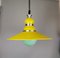 Large Industrial Yellow and Green Pull Down Hanging Lamp, 1970s, Image 4