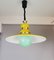 Large Industrial Yellow and Green Pull Down Hanging Lamp, 1970s, Image 1