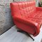 3-Sitzer Sofa aus Rotem Skai mit verstellbaren Messingfüßen, 1950er 5