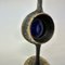Brutalist Bronze Candle Stick with Blue Crystal, 1970s 11