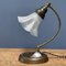 Tischlampe aus Messing mit Rockförmiger Glashaube, 1920er 18