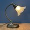 Lampada da tavolo in ottone con paraluce in vetro, anni '20, Immagine 2