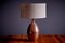 Lámpara de mesa estadounidense de cerámica marrón y blanco roto de Brent Bennett. Juego de 2, Imagen 7