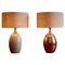 American Table Lamp in Brown and Off-White Ceramic by Brent Bennett, Set of 2 1