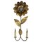 Mid-Century Modern Brass and Metal Flower-Shaped Twin Arm Sconce, France, 1950s, Image 1