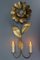 Mid-Century Modern Brass and Metal Flower-Shaped Twin Arm Sconce, France, 1950s, Image 2