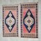 Small Oushak Wool Hand-Knotted Turkish Rugs, 1970s , Set of 2 1