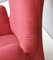 Poltrona Wingback vintage in cotone rosso con piedini in ottone, Italia, Immagine 8