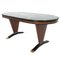 Vintage Oval Shaped Wooden Dining Table with Green Marble Effect Top, Italy, 1950s, Image 1