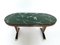 Mesa de comedor vintage ovalada de madera con superficie efecto mármol verde, Italia, años 50, Imagen 3