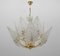 Lámpara de araña italiana Mid-Century moderna de latón y cristal de Murano, años 70, Imagen 1