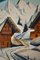 A. Capilla, Paisaje invernal, Relieve pintado sobre panel de madera, Enmarcado, Imagen 2