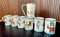 Servicio de té con jarra y tazas italianas de cerámica con motivos de imagen rural pintados a mano de Andrea Darienzo para Vietri, años 50. Juego de 7, Imagen 3