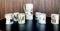 Italian Ceramic Mugs & Pitcher Tea Service with Hand-Painted Rural Image Motifs by Andrea Darienzo for Vietri, 1950s, Set of 7, Image 14