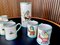 Italian Ceramic Mugs & Pitcher Tea Service with Hand-Painted Rural Image Motifs by Andrea Darienzo for Vietri, 1950s, Set of 7, Image 15