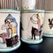 Italian Ceramic Mugs & Pitcher Tea Service with Hand-Painted Rural Image Motifs by Andrea Darienzo for Vietri, 1950s, Set of 7, Image 20