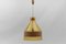 Yellow Tinted Glass Pendant Lamp with Leather by J.T. Kalmar, Austria, 1970s, Image 1