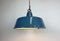 Lampe à Suspension d'Usine Industrielle Peinte en Bleu, 1950s 13