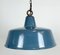 Lampe à Suspension d'Usine Industrielle Peinte en Bleu, 1950s 1