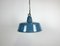 Lampe à Suspension d'Usine Industrielle Peinte en Bleu, 1950s 2