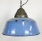 Lámpara colgante industrial de hierro fundido y esmalte azul, años 60, Imagen 7