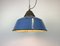 Lámpara colgante industrial de hierro fundido y esmalte azul, años 60, Imagen 14