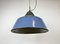 Lámpara colgante industrial de hierro fundido y esmalte azul, años 60, Imagen 8