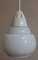 Mid-Century Deckenlampe mit opakem weißem Glasschirm auf cremeweißer Kunststoffhalterung, 1950er 4