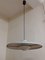 Mid-Century Industrial Ceiling Lamp with Gray Metal Frame and a White Opaque Glass Shade, 1960s, Image 2
