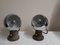 Lámparas de mesita de noche alemanas vintage con pie de metal gris con soporte magnético y pantalla de cámara ajustable cromada, años 70. Juego de 2, Imagen 1