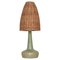 Stoneware Table Lamp with Wicker Shade attributed to Esben Klint for Le Klint, Denmark, 1960s 1