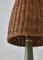 Stoneware Table Lamp with Wicker Shade attributed to Esben Klint for Le Klint, Denmark, 1960s 4