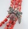 Rose Gold and Silver Multi-Strand Necklace with Diamonds and Coral 2