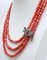 Rose Gold and Silver Multi-Strand Necklace with Diamonds and Coral 3