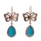 Rose Gold and Silver Dangle Earrings with Turquoise and Topazs 3