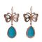 Rose Gold and Silver Dangle Earrings with Turquoise and Topazs, Image 3