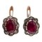 Rose Gold and Silver Earrings with Rubies and Diamonds 1