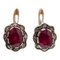 Rose Gold and Silver Earrings with Rubies and Diamonds, Image 1