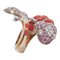 Rose Gold and Silver Fish Shape Ring with Rubies and Diamonds 1