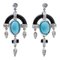 Platinum Earrings with Turquoise and Diamonds 1