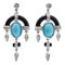 Platinum Earrings with Turquoise and Diamonds, Image 1
