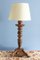 French Painted Carved Wood Lamps, Early 20th Century, Set of 2 3
