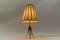 Lampada da tavolo Mid-Century moderna con treppiede in ottone e pelle, Austria, anni '50, Immagine 4