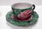 Tasses et Soucoupes à Thé ou à Café Vintage en Faïence avec Motifs Floral par Zaccagnini, 1940s, Set de 4 12