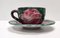 Tazas y platillos de té o café vintage de loza con motivos florales de Zaccagnini, años 40. Juego de 4, Imagen 13
