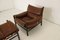 Leather Kontiki Armchair & Stool with Table from Arne Norell AB, 1970s, Set of 3 8