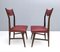 Vintage Ebonized Beech and Crimson Skai Dining Chairs, Italy, 1950s, Set of 4 6