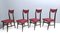 Vintage Ebonized Beech and Crimson Skai Dining Chairs, Italy, 1950s, Set of 4, Image 1