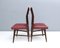 Vintage Ebonized Beech and Crimson Skai Dining Chairs, Italy, 1950s, Set of 4 7