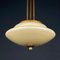 Lampada da soffitto vintage in ottone e vetro opalino, Italia, anni '50, Immagine 3